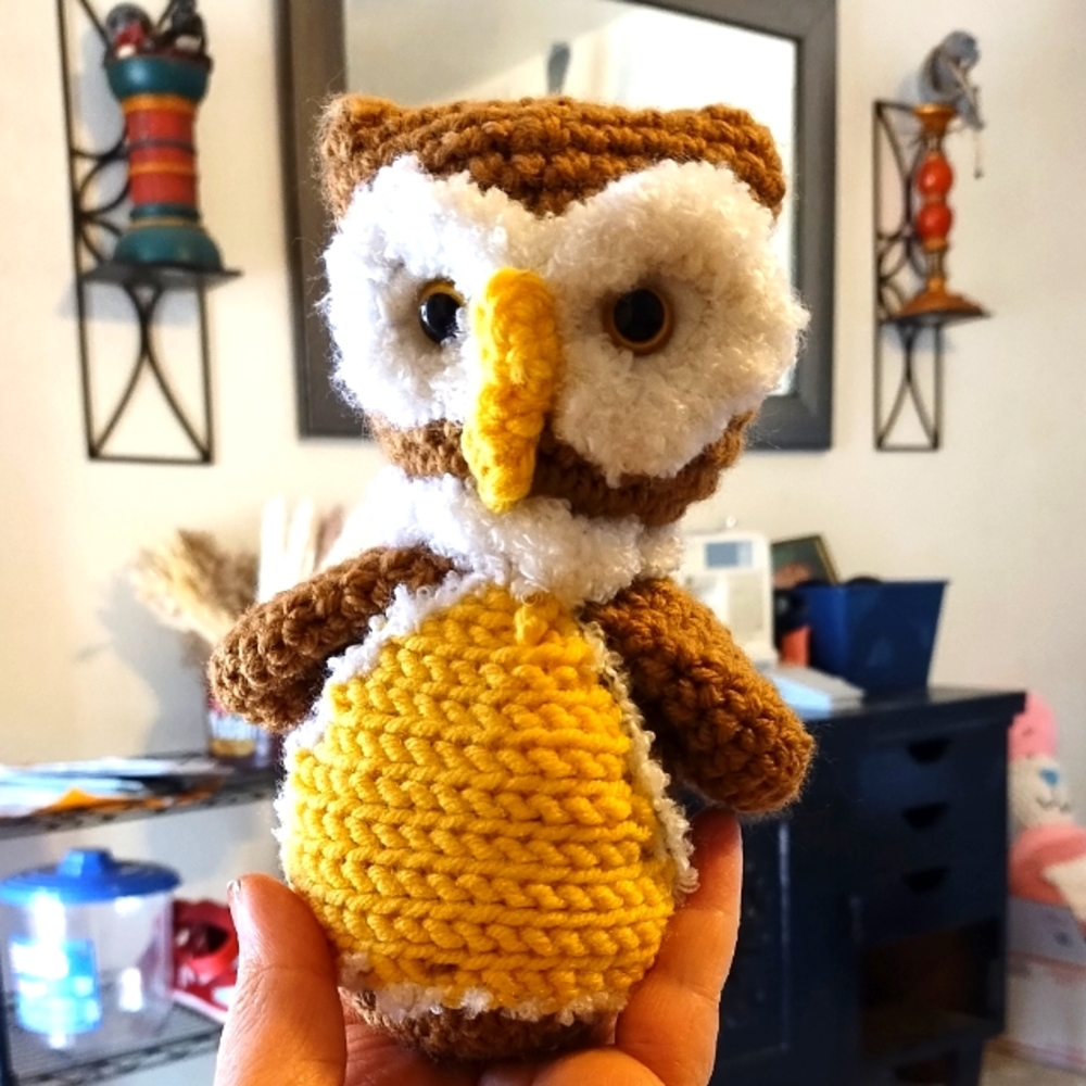 Owl crochet Yarn Bird Stuffed scented Travel companion handcrafted home decor